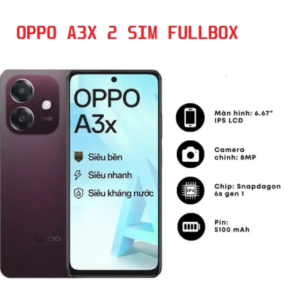 Oppo A3X Phone 6Gb Ram/ 128Gb Full Box 2 Sim, Beautiful Design,
