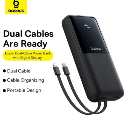 Baseus Lipow Sạc dự phòng Cáp képvới màn hình kỹ thuật số 20000m