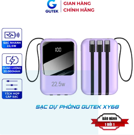 Universal large capacity 20000mAh powerbank quick charge cord 22