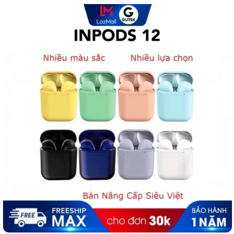 Tai Nghe Bluetooth Mini GUTEK I12 TWS V5.0 Nút Cảm Ứng, Có Pop-U