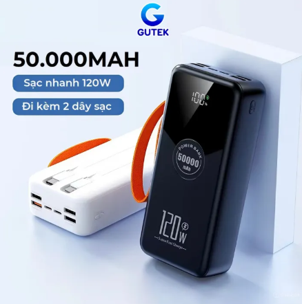 Sạc dự phòng 50000mAh sạc nhanh 120W pin dung lượng lớn có dây c