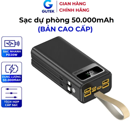 Sạc dự phòng 50000mAh sạc nhanh PD20W pin dung lượng lớn đi kèm