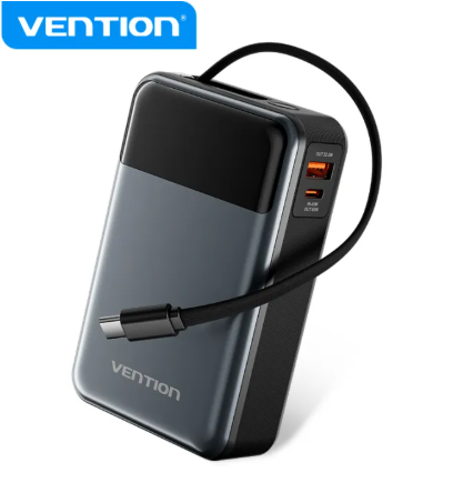Vention Power Bank 20000Mah 65W Pd Qc4.0 - Integrated Cable, Typ