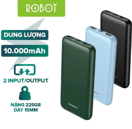 Pin Sạc Dự Phòng 10000mAh ROBOT RT12 Kích Thước Nhỏ Gọn - 2 Sạc