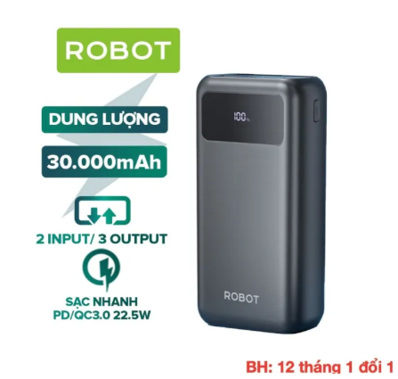 Pin Sạc Dự Phòng 30.000mAh ROBOT RT32 Sạc Nhanh PD/QC 3.0 Công S