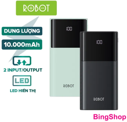 Pin Sạc Dự Phòng 10000mAh ROBOT RT190S 2 Cổng Sạc Vào & 2 Cổng S