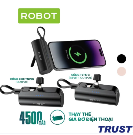 Pin Sạc Dự Phòng Mini ROBOT RP-051C RP-051L Tích Hợp Cổng Sạc -