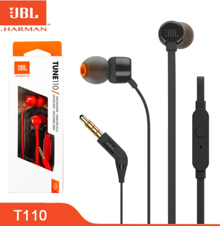 JBL T110 3.5mm Wired Earphones Stereo Music Deep Bass Earbuds He