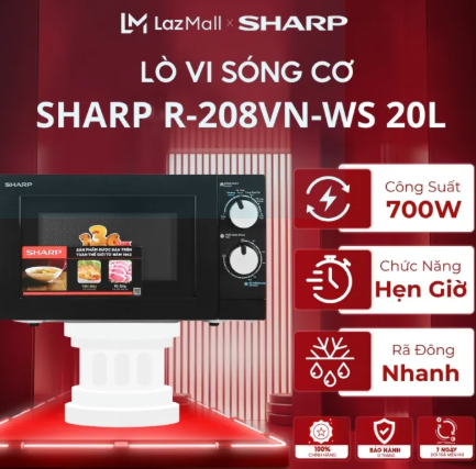 Lò vi sóng Sharp R-208VN-WS 20L | Lò viba không nướng 208VN | Lò