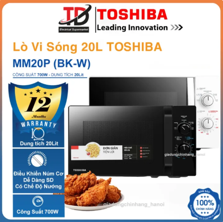 Lò Vi Sóng Toshiba MW2-MM20P, 20Lit - 700w, Núm Cơ Dễ Sử Dụng, H
