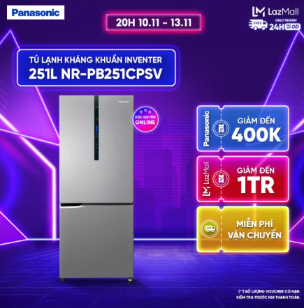 Tủ Lạnh Kháng Khuẩn Panasonic Inventer 251L NR-PB251CPSV - Cấp Đ