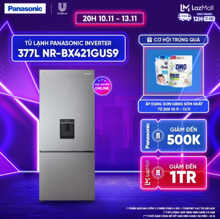 [Trả góp 0%] Tủ lạnh Panasonic Inverter Ngăn đông mềm diệt khuẩn