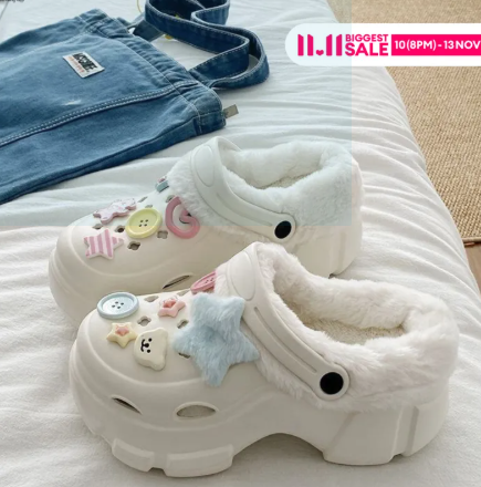 Giày Cao Gót Lót Lông Cừu Mùa Đông Có Thể Tháo Rời Cho Nữ Giày Đ