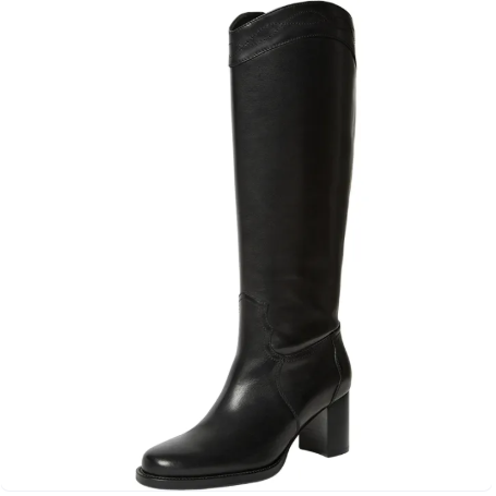 Joy & Peace | Skinny-Fit V-Neck 7cm Heel Leather Riding Boots