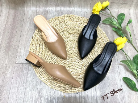 giày cao gót sục 2cm si mờ trơn đế tpr chống trơn cao cấp TT Sho