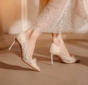 PJJUU | Giày Gót Cao Tối Thượng với Nước Drills và Ren