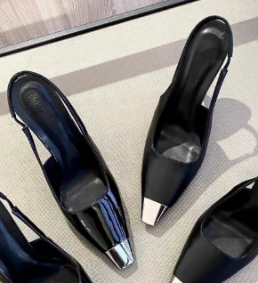 Giày Cao Gót Da Mềm Màu Đen Thanh Lịch Mũi Vuông Phong Cách Pháp