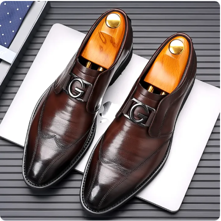 BIZOT Men Dress Shoes Handmade Style Paty Leather Wedding Shoes