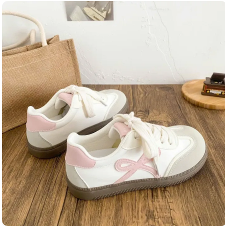 Women's Sports Sneakers Student Shoes with Bow Pattern Low-Cut F