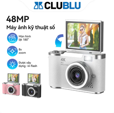 CLUBLU- Máy Ảnh Mini Selfie Màn Hình Lật HD MỚI LK-007 48MP Đèn