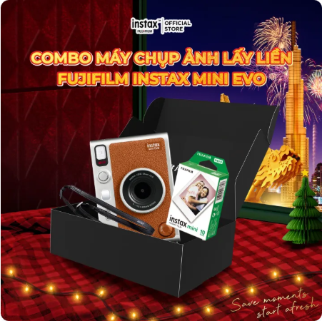 Combo Box Máy Chụp Ảnh Lấy Liền Fujifilm Instax Mini Evo Có Kèm